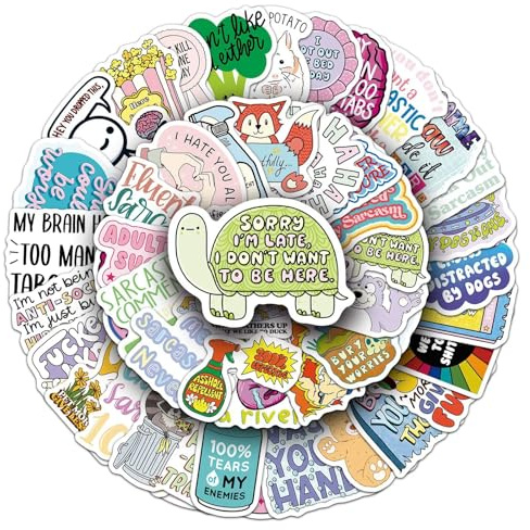 Bric Dodo 50 Stück Ironisch. Aufkleber Auto Laptop Telefon Gitarre Skateboard Motorrad Fahrrad Sarcastic Stickers Set Vinyl Wasserdicht Aesthetic Aufkleber für Jugendliche Kinder Erwachsene