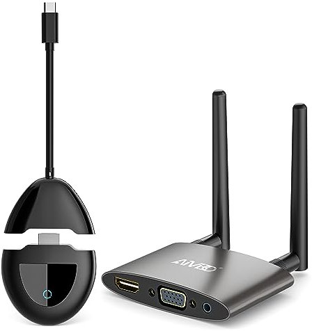 Wireless HDMI 4K Decode, AIMIBO USB C & HDMI Transmitter and Receiver 5G/1080P HD Wireless Extender with VGA Streaming Video/Audio from Laptop, TV Box, Camera, Phone, Tablet Cast to TV, Projector, 50M