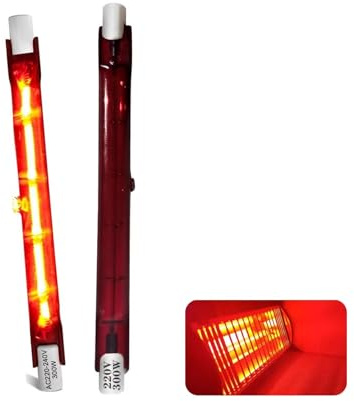 300W Infrarotlampe 118mm, 230V R7S Infrarot Heizlampe, Infrarot Halogenstab Dimmbar kein Flimmern, 300W Terrasse Heizung Lampe Wärmelampe für Heatmaster U3, 300LM, Rot Quarz Halogen Lampe, 2 Stück