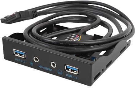 Garsent Floppy Drive Front Panel, USB 3.0 Front Panel Hub, 3.5 Inches Floppy Bay, 19 Pin to USB3.0 HD Sound Interface Panel for Computer Cases, Replacement PC Parts for Desktop (Black)