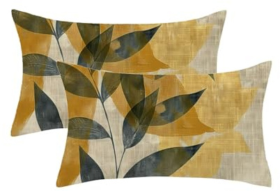 Set di 2 Federe Cuscini da Esterno Impermeabili, Annata Federe Cuscini Divano 70x90, Pianta Motivo Copricuscini Divano Velluto con Cerniera Invisibile per Esterno Giardino Decor, Regalo Donna,Model405