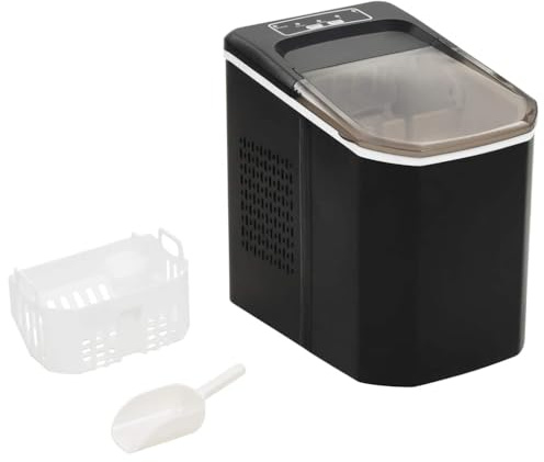 Eleganz Macchina per cubetti di ghiaccio, colore nero, 1,4 l, 15 kg/24 h, compatta, per piccole cucine, materiale PP, silenziosa ed efficiente dal punto di vista energetico