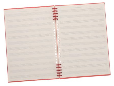 B5 Notenheft mit Losem Blatt für Kinder, Schmaler Notensystem Abstand, Rot | Vintage Stil, Kunststoff und Papier, Abnehmbare Bindung, Geeignet für Musikschulen und Trainingskurse