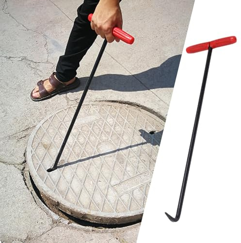 Gancio sollevatore per pozzetto, strumento di sollevamento in acciaio per coperture e scarichi tempestivi, versatile leva di porco per idraulici