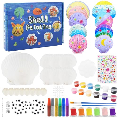 BORISCA Kit Manualidades Niños y Niñas Conchas, Juegos de Pintar Niños 4 5 6 7 8 9 10 11 12 Años Conchas Juegos de Manualidades de Creativas DIY Regalo Cumpleaños