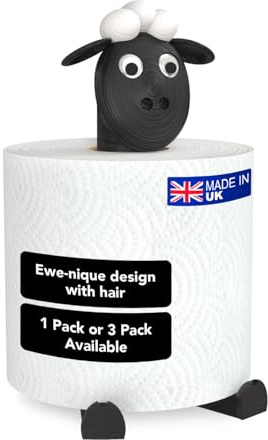 1 Sheep Toilet Roll Holder/Stacker – Free Standing Black Loo Roll Storage – 3D Printed Cute Bathroom Decor – Hilarious Plastic Tissue Paper Holder – Novelty Gift for Home, Kids & Guests
