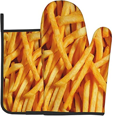 2pcs Oven Gloves And Pot Holders Set French Fries Bbq Gloves Reusable Kitchen Gloves For Cooking, Grilling, Microwave