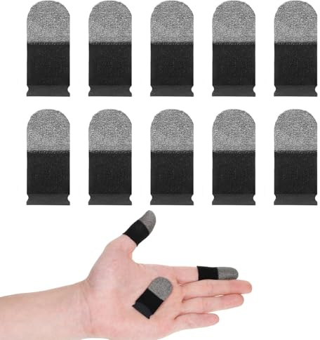 Tweruna Gaming Finger Sleeve 10 Stück, Fingersleeves für Gaming, Finger Sleeves, Daumensleeves Mobile, Silberfaser Fingersleeve Anti-Schweiß Gamer Fingerabdeckungen für alle Touchscreens