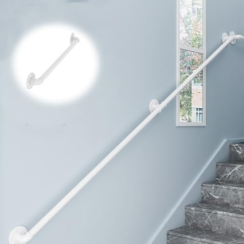 Outdoor for Steps Wall-Mounted Grab Bars for Indoor Stairs Safe Stair Railing for Porch & Bathroom (White 50cm/19.6in) - Enhance Safety & Stability