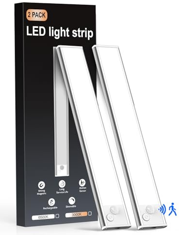 Demkia Schrankbeleuchtung Unterbauleuchte Küche LED mit Bewegungsmelder, 2000mAh Licht Aufladbar 6500K Akku Lampe USB Schranklicht Leuchte Magnetische Lichtleiste Kabellos Batterie Leiste