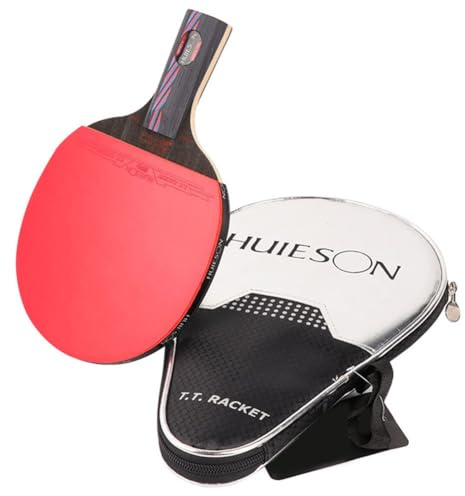 Wlinfetity Pala de tenis de mesa con fibra de carbono y goma para superficie, ligera para entrenamiento y juego recreativo, incluye funda para raqueta, mango largo (200-210 g) o mango corto (180-190 g