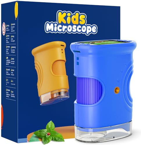 Mikroskop für Kinder, Temodu 2.0 Bildschirm, 1000X USB Tragbares Taschenmikroskop, Wiederaufladbares Tragbares Mikroskop, Mikroskope Anschluss an PC, Science draussen ab 3 Jahren (382-Blue)
