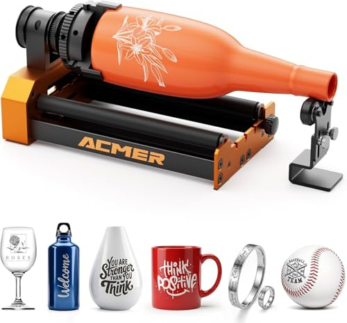 ACMER M4 Rotary Roller, Laser Engraver Y Axis Rotary Roller 360° with 3-150mm Engraving Space for Cylindrical Objects and Rings Suitable for ACMER and Most Laser Engravers