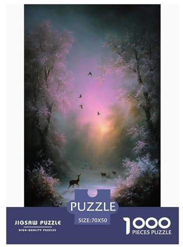 Forêt Enchantée Deer Puzzles 1000 Pièces Jeu De Défi Jouet Adultes Et Enfants Jeu De Puzzle Jeu Éducatif Activité Familiale Cadeau Décoration Maison 70x50cm/1000pcs