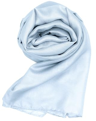 MAPIMANIA – Eleganter Damen-Schal in Staubblau für Zeremonien und Hochzeiten, Sommer-Schultertuch aus Satin 180x80, Schultertuch für Kleid.