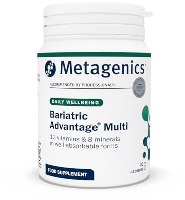 Metagenics Bariatric Advantage Multi, 13 Vitamines 8 Minéraux, 30 Gélules | Formule complète contenant 13 vitamines et 8 minéraux essentiels. Les vitamines B6 et B12 contribuent à réduire la fatigue.
