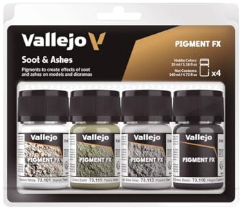 Acrylicos VallejoSoot & Ashes Pigments Set, 35 ml (Pack of 4)