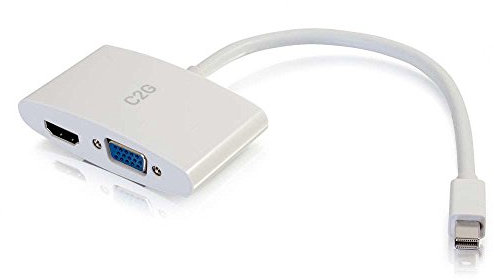 C2G Mini Display Port Adapter, 4K, Display Port to HDMI or VGA, White, 8 inches, Cables to Go 28272