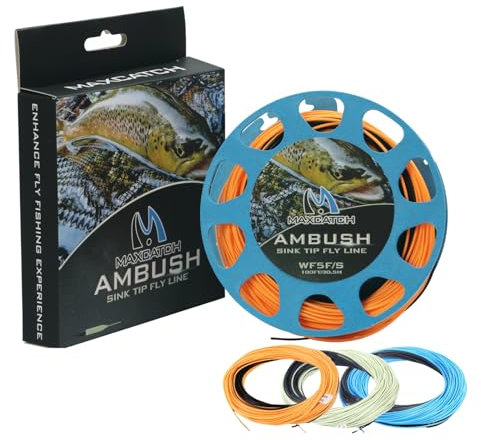 Maxcatch sinkende Spitze Fliegenschnur zum Fliegenfischen 3ips 4/5/6/7/8 F/S (Orange/Schwarz WF-4F/S)