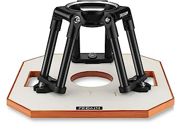 PROAIM Heavy-duty Hi-Hat with 150mm Bowl - Aluminum Camera Riser/Mini Tripod Stand + Octagonal Wood Board | Payload up to 200kg / 440lb For Film Cinema Video Production (HT-BWL150-02)