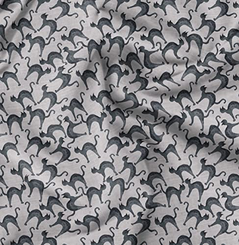 Soimoi Grau Baumwoll-Popeline Stoff Katze Tier gedruckt Craft Fabric 1 Meter 42 Zoll breit