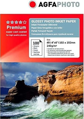 AgfaPhoto AP240100A6 Tintenstrahl-Fotopapier 10x15 100 Blatt 240Gr glänzend