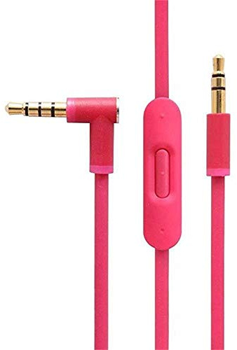 Replacement Audio Cable Cord Wire with in line Microphone and Control For Beats by Dr Dre Headphones Solo Studio Pro Detox Wireless Mixr Executive Pill (Pink)