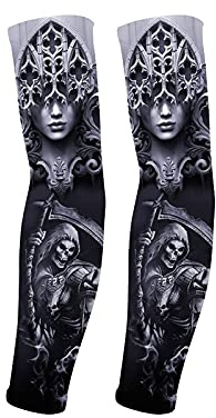 AHXN UV-Sonnenschutz, Armstulpen für Damen und Herren, LSF 50+, Sport-Kompression, Kühlmanschette, einzigartiges Tattoo-Geschenk - Weiß - Alle Code