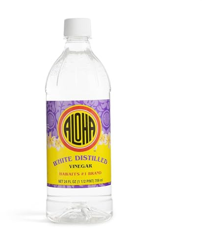 Aloha Shoyu - White Distilled Vinegar - 5% Acidity Level- Multi-Purpose - No MSG - Made in Hawaii - 24 oz. Bottle