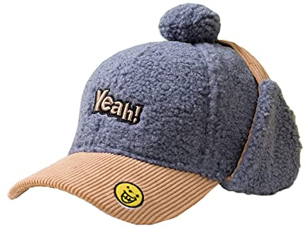Vobozeany Chapeau Hiver Chaud Enfants Casquette de Baseball Ajustable Bonnet avec Visière Mignonne Coupe-Vent Oreillette Beanie pour Filles Garçons 3-10 Ans