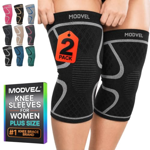 MODVEL Rodillera de compresión: Rodillera ultra flexible y cómoda unisex, ideal para todos los deportes, voleibol, ACL, estabilizador para la artritis y alivio del dolor de rodilla.