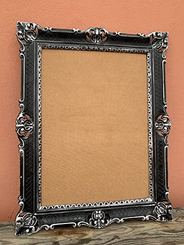 Generisch Cadre photo baroque doré - 90 cm x 70 cm - Cadre photo antique - Noir/Argent