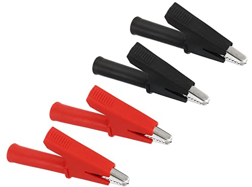 PATIKIL Insulated Alligator Clips Set, 2 Set Copper Crocodile Clip Clamp with 4mm Socket Banana Jack for Multimeter Electrical Circuit Test Measurement, Black Red