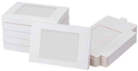 NBEADS 24 Stk. Weiße Geschenkbox mit Fenster, Falten Sie Papier Boxen Wiederverwendbar Rechteck Kraft Papier Boxen für Party Schmuck Verpackung, 8.5×12.45×1.4cm