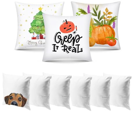 Kopinma White Cushion Covers 40X40 Sublimation Blanks Pillow Case for Heat Transfer DIY Gift 10Pcs