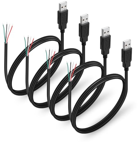 HATMINI Lot de 4 câbles d'alimentation USB 2.0 mâles - Câbles de données d'alimentation USB pour équipement installé ou remplacement - Câble de réparation (USB A mâle)