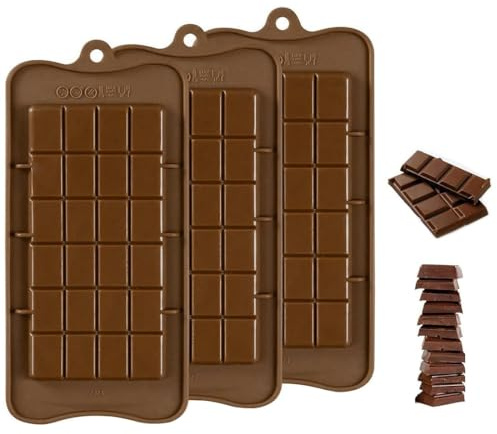 3 Stücke Silikon Schokolade Formen,brechbare Silikonform Backform,Back-Apart Schokoladenformen, für DIY Schokolade Bonbons Pralinen Energieriegel Tortendeko