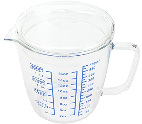 Taza Medidora de Vidrio, Jarra Resistente a Altas Temperaturas, Utensilio de Cocina para Hornear y Cocinar (500ML)