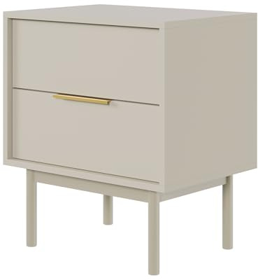 Selsey Nachttisch, 54 cm, Mit 2 Schubladen, Graubeige | Beistellschrank