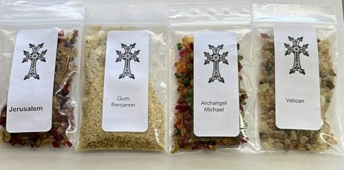 Resin Incense Sampler Variety Includes 1/4 OZ Bags Each of Vatican-Jerusalem-Gum Benjamin- Archangel Michael