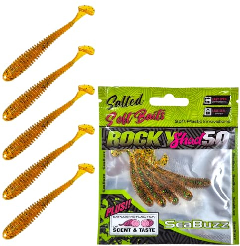 SEABUZZ Gummifische Angelköder Set Rocky Shad 5Stk x 50mm - Hecht Zander