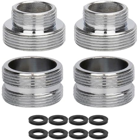 Yuiturt 4 Pcs Faucet Adapter Kit, 16mm to 22mm Male Thread and M22 - M22 Brass Tap Aerator Connector with Gasket, Tap Aerator Faucet Adapter Set Faucet Connector for Kitchen Garden Bathroom Sink Hose