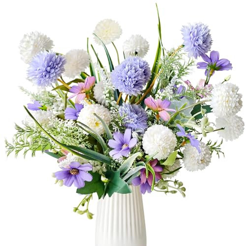 YMIFEEY Kunstblumen wie Echt Künstliche Blumen Frühling Wildblume Blumenstrauß Künstlich Seidenblumen Fake Blumen Pflanzen Zweige Deko Artificial Flowers für Zimmer Tisch Draußen (Lila)