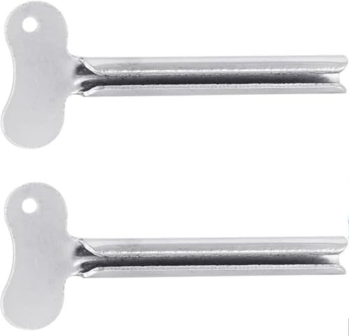 2 Pcs Stainless-Steel Tube Toothpaste Squeezer Keys Metal Hair Dye Color Key Roller Dispenser Wringer Tool for Toothpaste Hair Dye Cosmetics