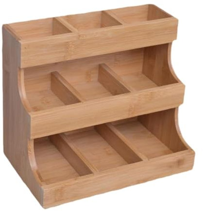 Pitycbo Organizador de Bolsas de té Contenedor de Caja de té de Madera, Soporte Vertical de exhibición multipropósito, estación de Bolsa de té para Oficina,