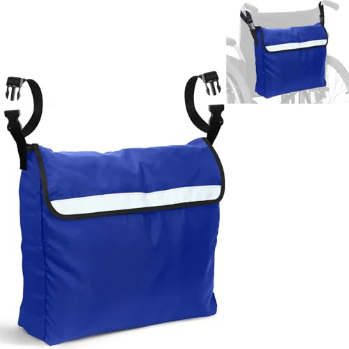 Gucass Borsa Per Sedia A Rotelle Posteriore in Tessuto Oxford Impermeabile, Grande Portaoggetti con Strisce Riflettenti, Accessori Sedia A Rotelle per Sedie a Rotelle e Deambulatori, Blu Scuro