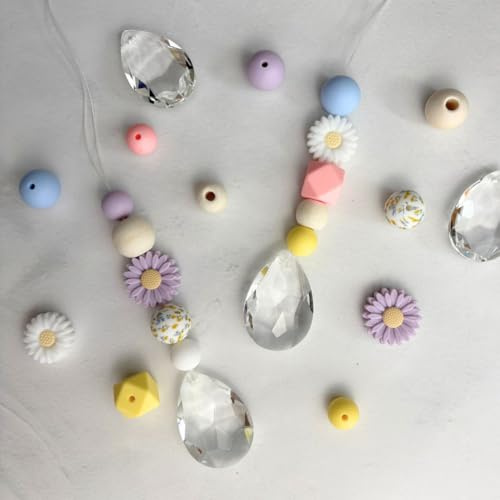 10x DIY Bastelset Sonnenfänger Kristall 38mm - Aktivität für Kindergeburtstag JGA Baby Party - Gänseblümchen