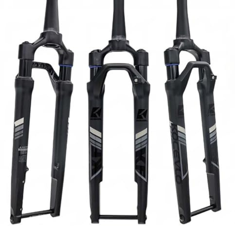 JNTFNE Forcella Ammortizzata per Bici da Corsa 700C, Perno Passante 12x100 mm, Escursione 40 mm, Tubo Conico da 1 1/2'', Freno a Disco