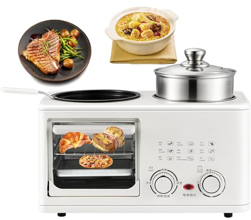 XSDAJSD Stazione per la Colazione 4 in 1, Macchina per la Colazione Multifunzione da 8 Litri con Forno, Macchina per la Colazione elettrica