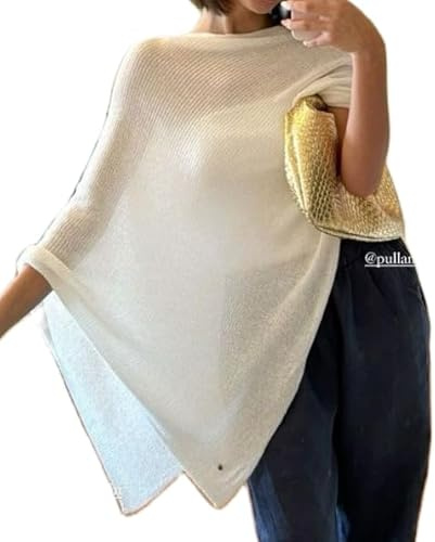 Betrodi Womens Sheer Knit Poncho Top Y2k Crochet Shrug Shawl One Shoulder Mesh Blouse Lightweight Pullover Sweater Shirts